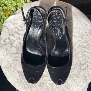 Authentic Prada Milano black wedges size 40 US 10